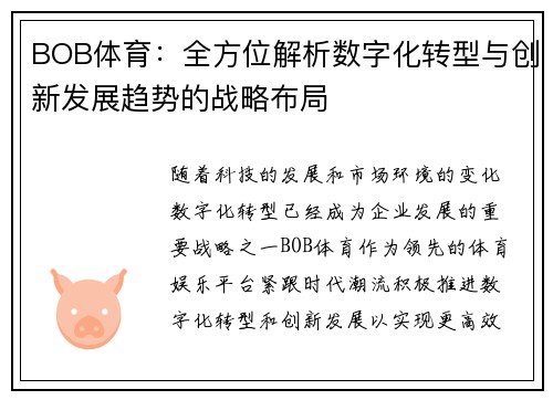 BOB体育：全方位解析数字化转型与创新发展趋势的战略布局